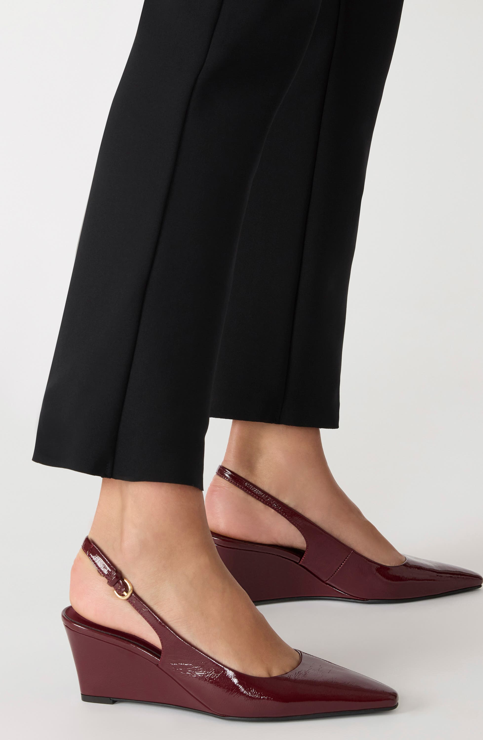 Cookie Wedge Slingback Pump, Alternate, color, BURGUNDY PATENT