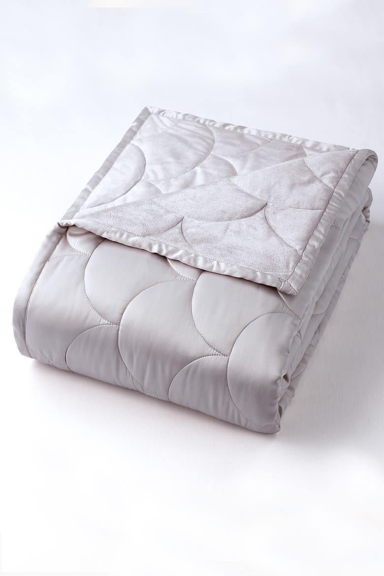 Nikki Chu Twin Velvet/Satin Reversible Blanket - Pewter, Alternate, color, PEWTER