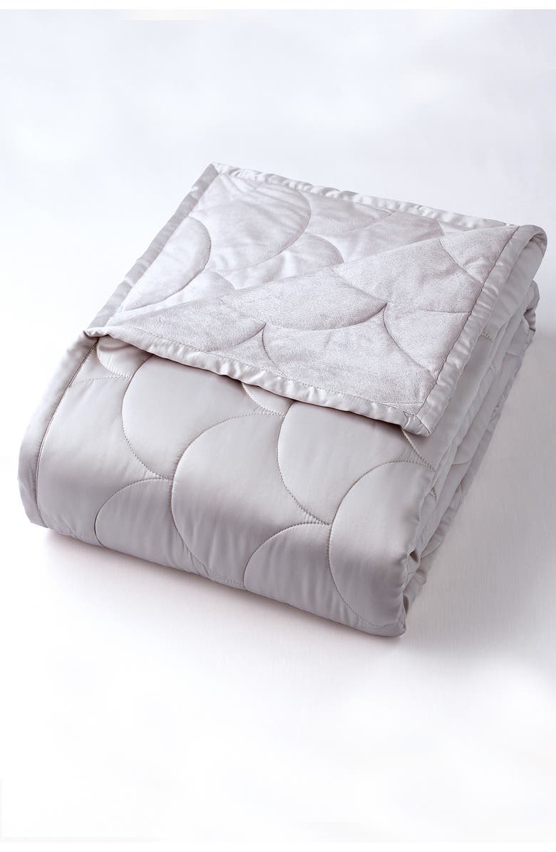Allied Home Nikki Chu Twin Velvet/Satin Reversible Blanket - Pewter, Alternate, color, Pewter