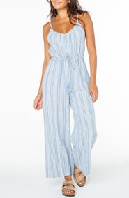 Roxy Gale Stripe Linen Blend Jumpsuit