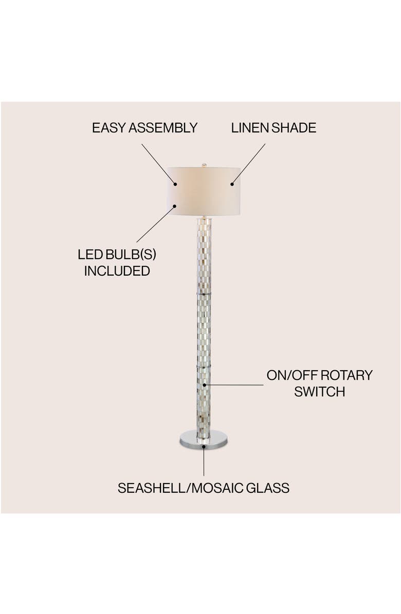 JONATHAN Y Liam Seashell Mosaic LED Floor Lamp, Alternate, color, Cream/Chrome