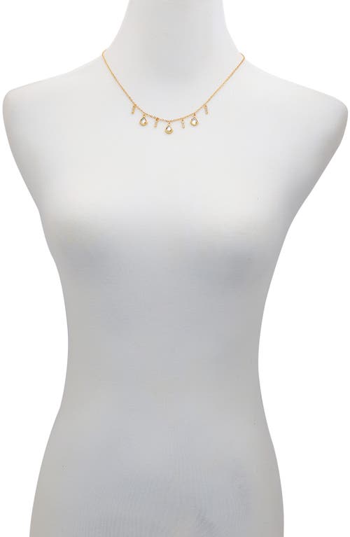 Vince Camuto Crystal Charm Frontal Necklace In Goldtone