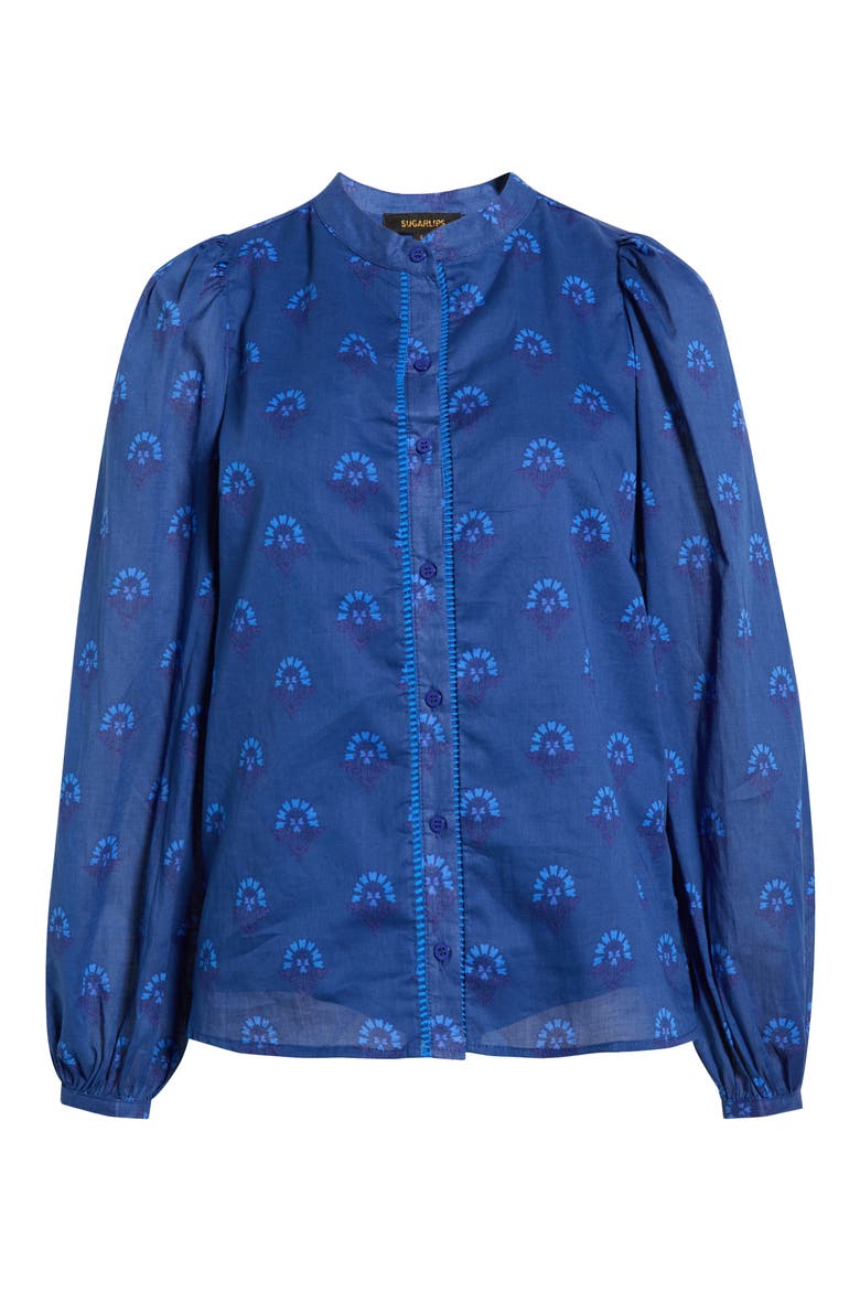 Briza Medallion Meddy Button-Up Shirt, Alternate, color, TEAL-BLUE