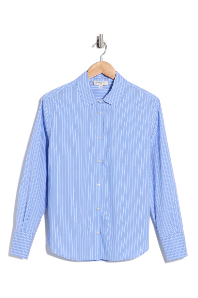 Stripe Poplin Button-Up Shirt, Alternate, color, WHITE BLUE STRIPE