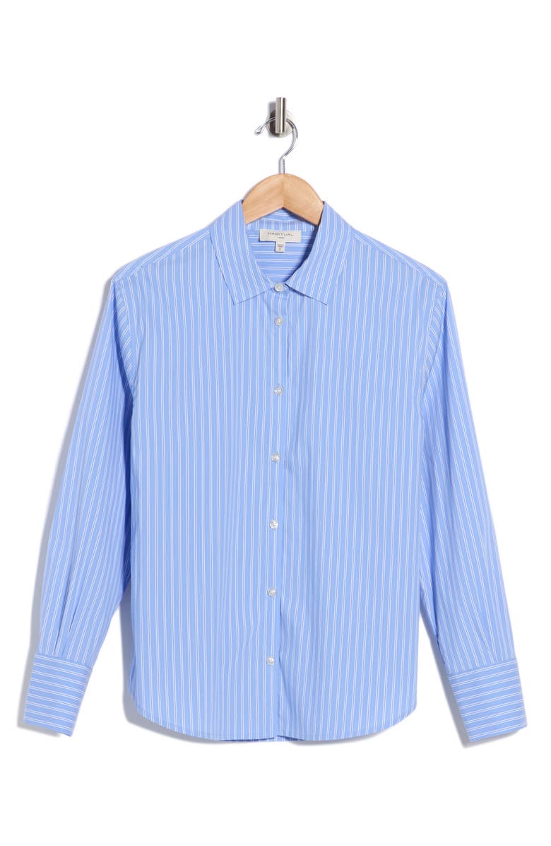 Habitual Stripe Poplin Button-Up Shirt, Alternate, color, White Blue Stripe