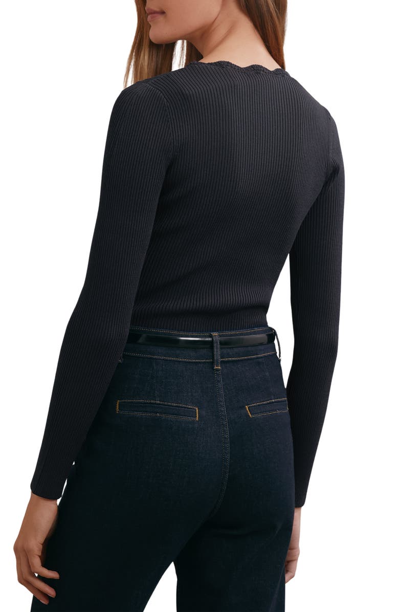 Reiss Lara V-Neck Knit Top, Alternate, color, Navy