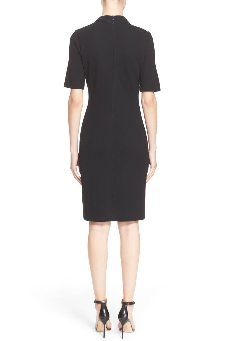 Elbow Sleeve Piqué Milano Knit Dress, Alternate, color, CAVIAR