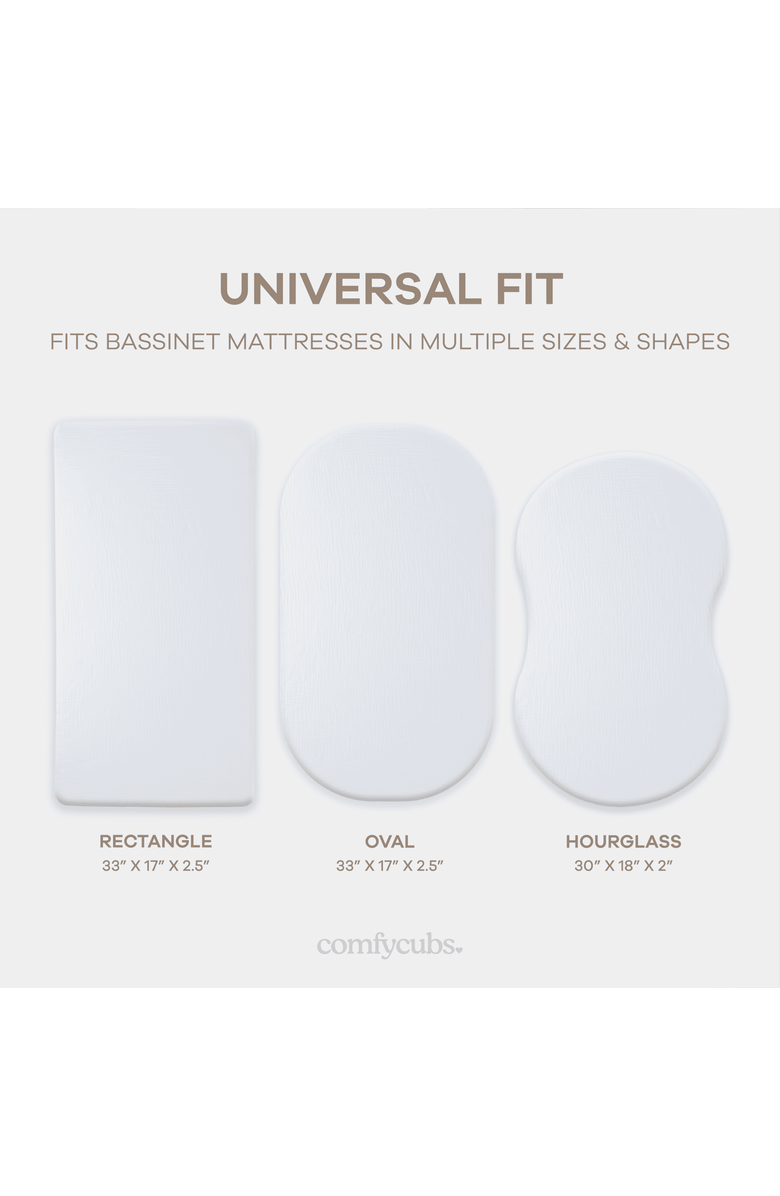 Comfy Cubs Muslin Fitted Bassinet Crib Sheet, Alternate, color, White