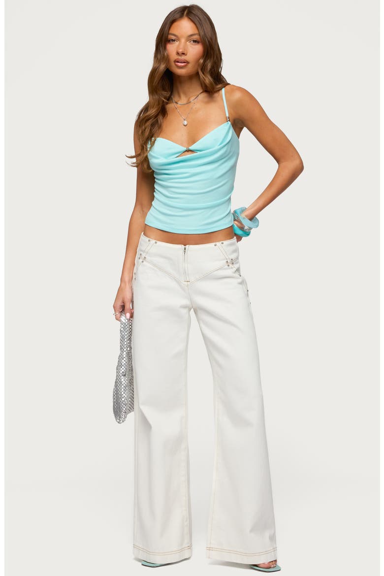 Kianni Studded Low Rise Wide Leg Jeans, Alternate, color, WHITE