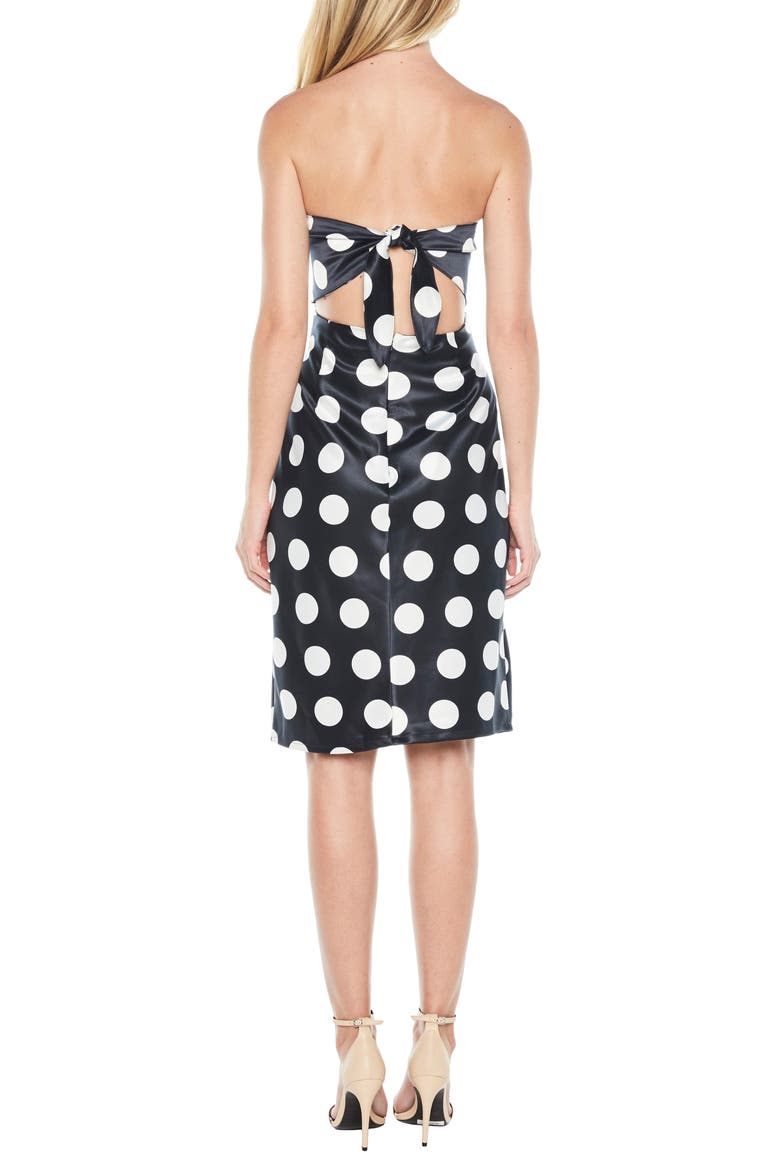 Sayer Dotted Tie Back Strapless Dress, Alternate, color, NAVY SPOT