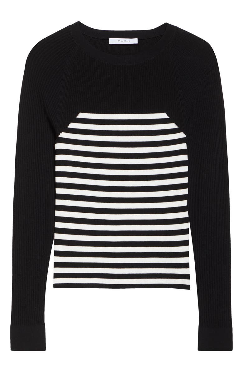 Max Mara Braies Stripe Bodice Rib Sweater, Alternate, color, Black