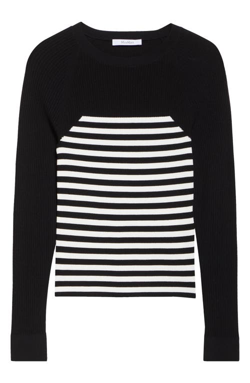 Max Mara Braies Stripe Bodice Rib Sweater In Black
