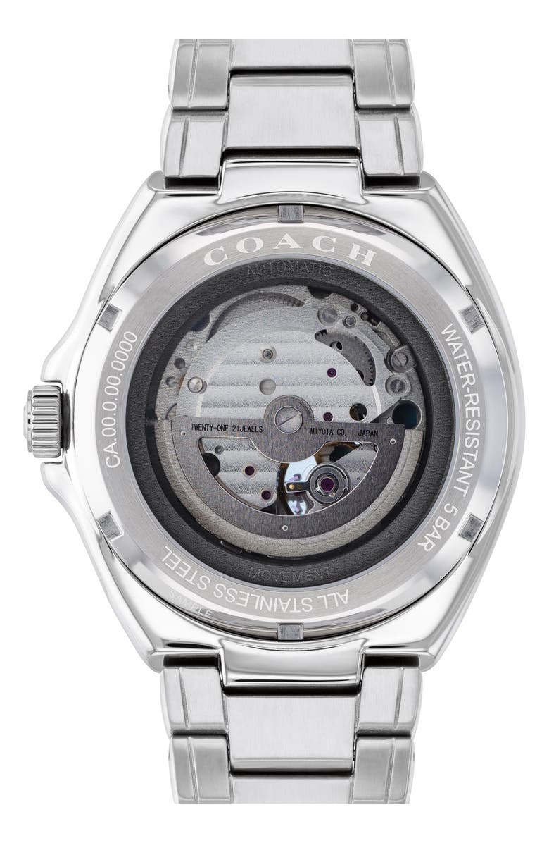 COACH Jackson Automatic Bracelet Watch, 44mm, Alternate, color, Silver/ Black