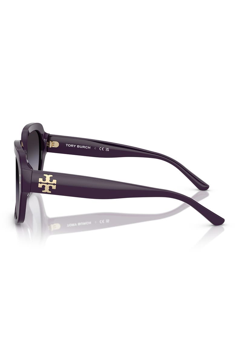 Tory Burch 56mm Round Sunglasses, Alternate, color, Eggplant