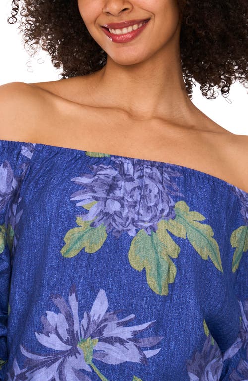 Shop Cece Off The Shoulder Lantern Sleeve Top In Blue Ice
