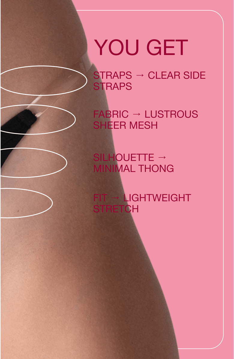 LECHERY<sup>®</sup> Lustrous Clear Strap Invisible Thong, Alternate, color, Black