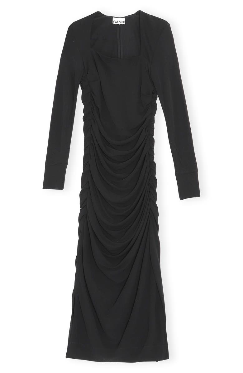 Ganni Ruched Long Sleeve Midi Dress, Alternate, color,