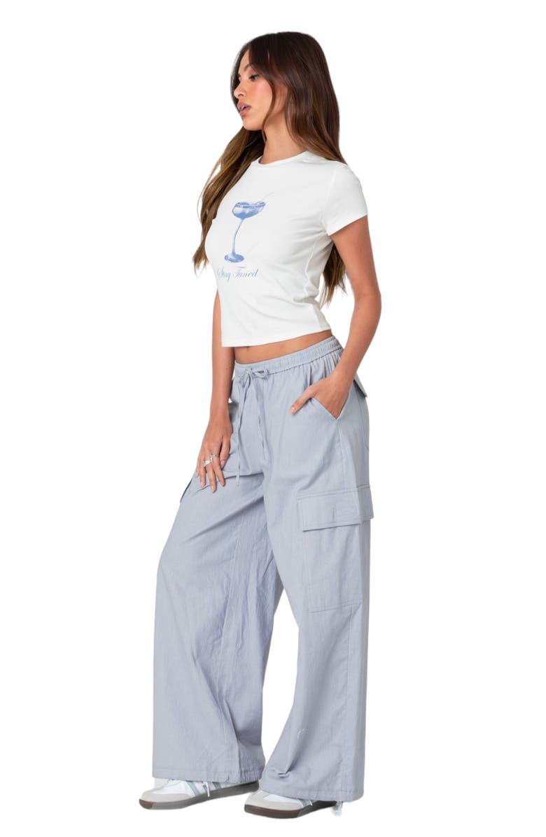 EDIKTED Phoenix Linen Blend Cargo Pants, Alternate, color, Gray