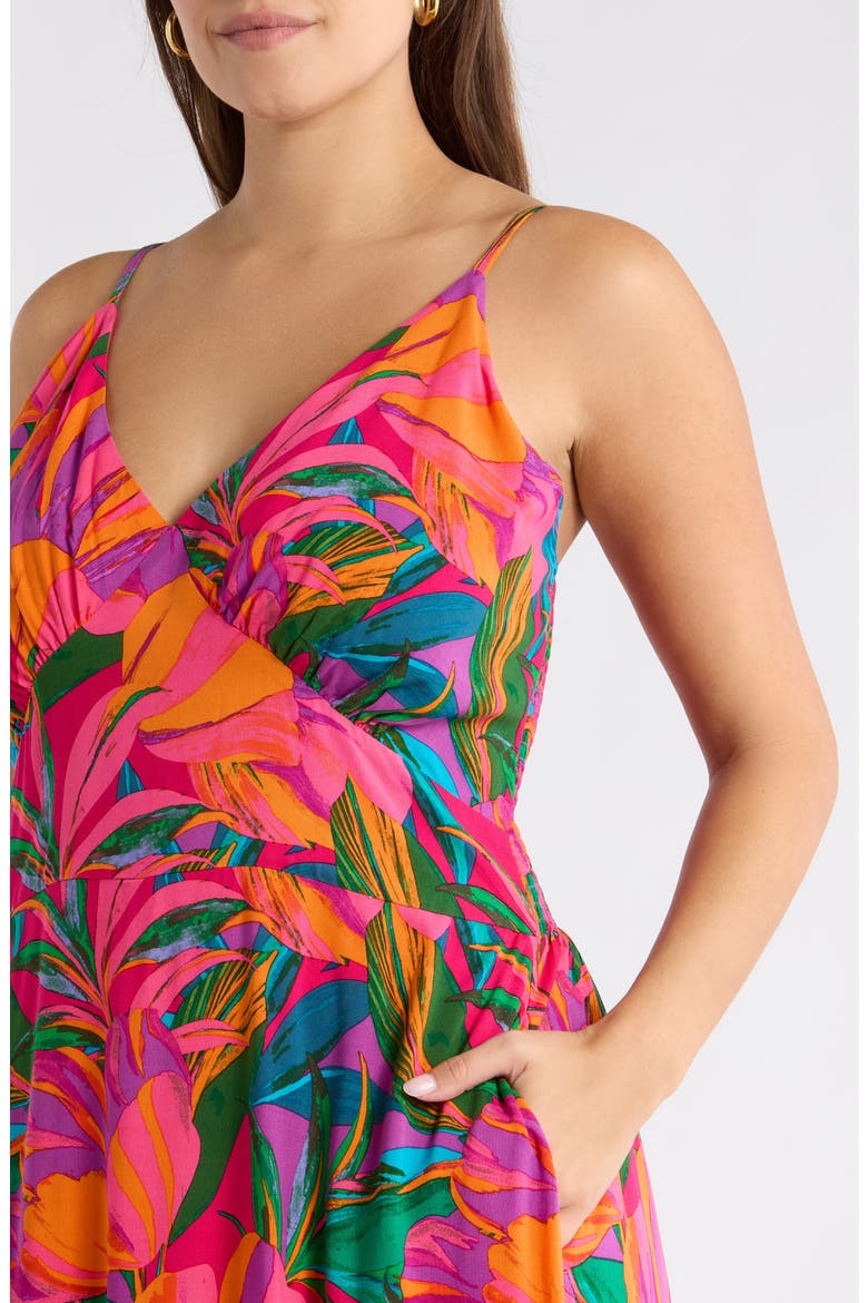 Beal Tropical Smocked Maxi Dress, Alternate, color, GREEN-ORANGE-MULTI