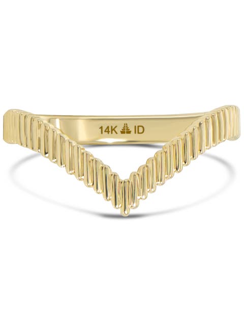 Crown Wishbone Ring in 14K Gold