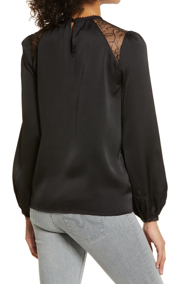 Vince Camuto Lace Inset Top, Alternate, color, 