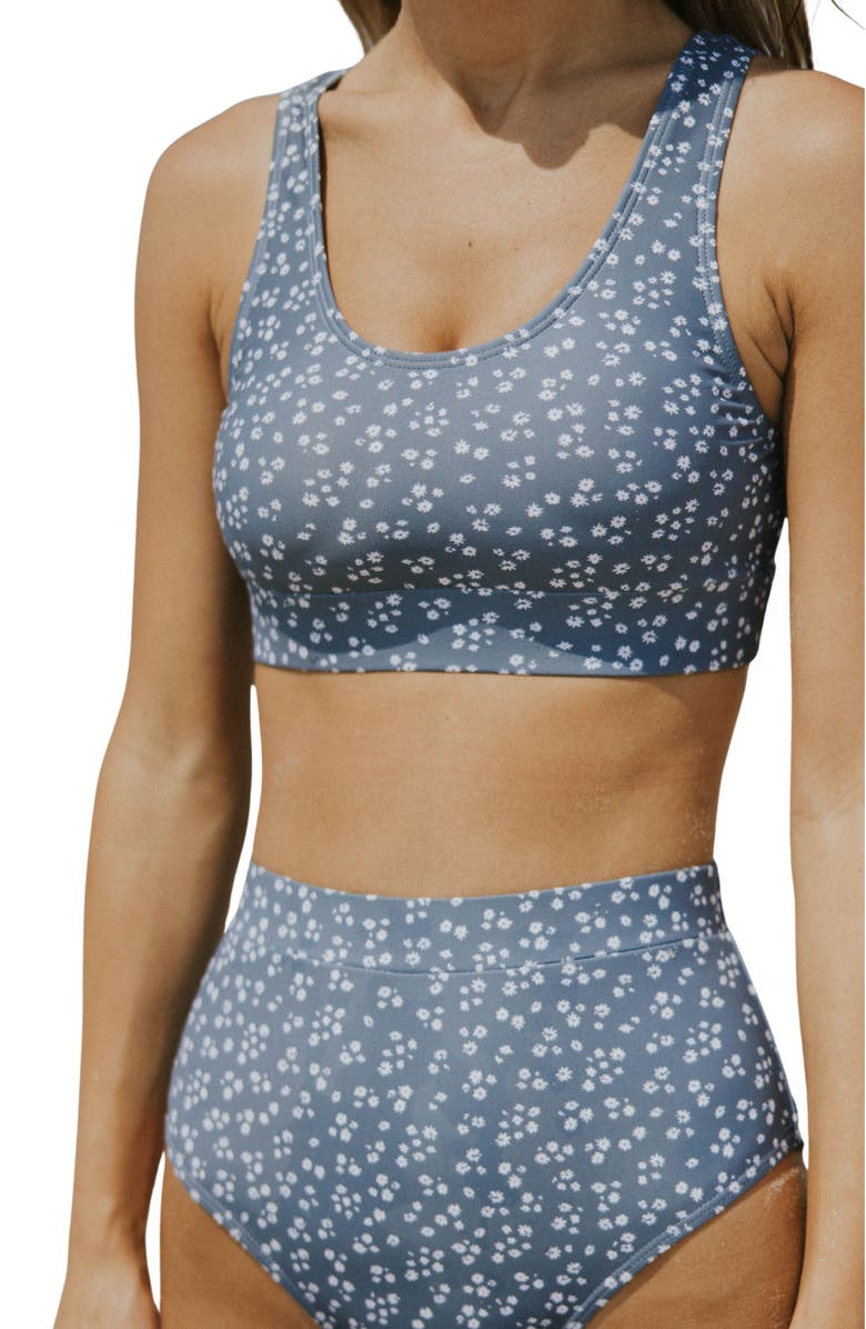 Geode Swimwear Pacific Scoop Neck Bikini Top, Main, color, Blue