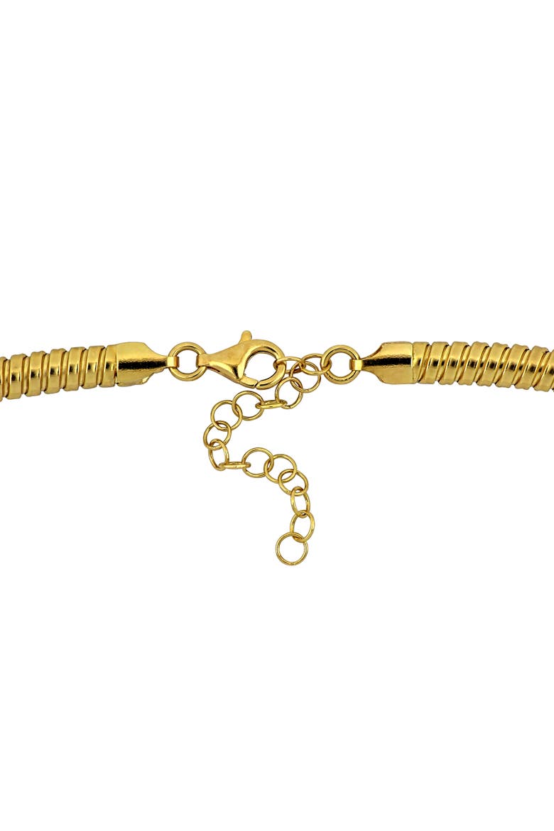 Cubic Zirconia Omega Station Drop Necklace, Alternate, color, Yellow-Plated