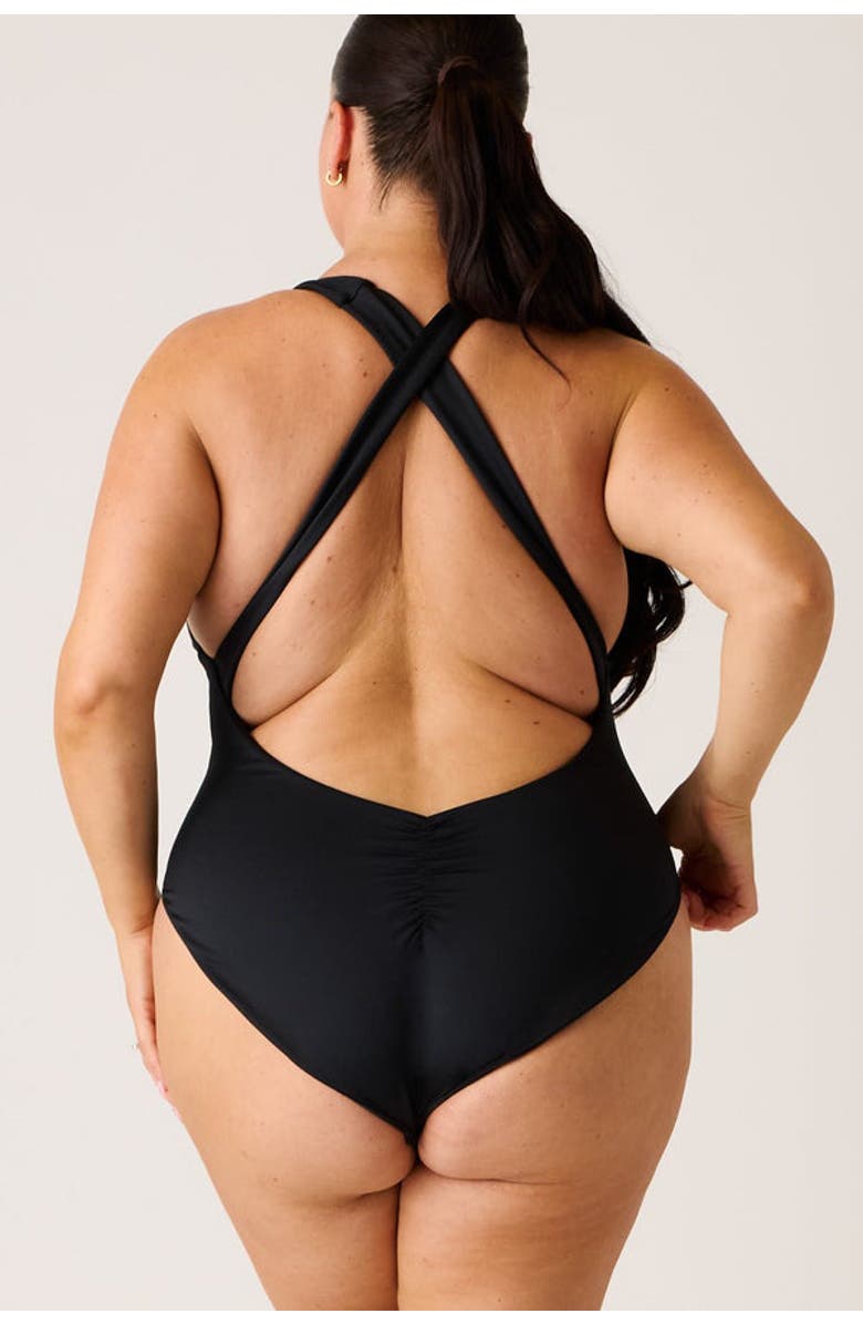 LONDRE BODYWEAR The Crossback One Piece, Alternate, color, Matte Black
