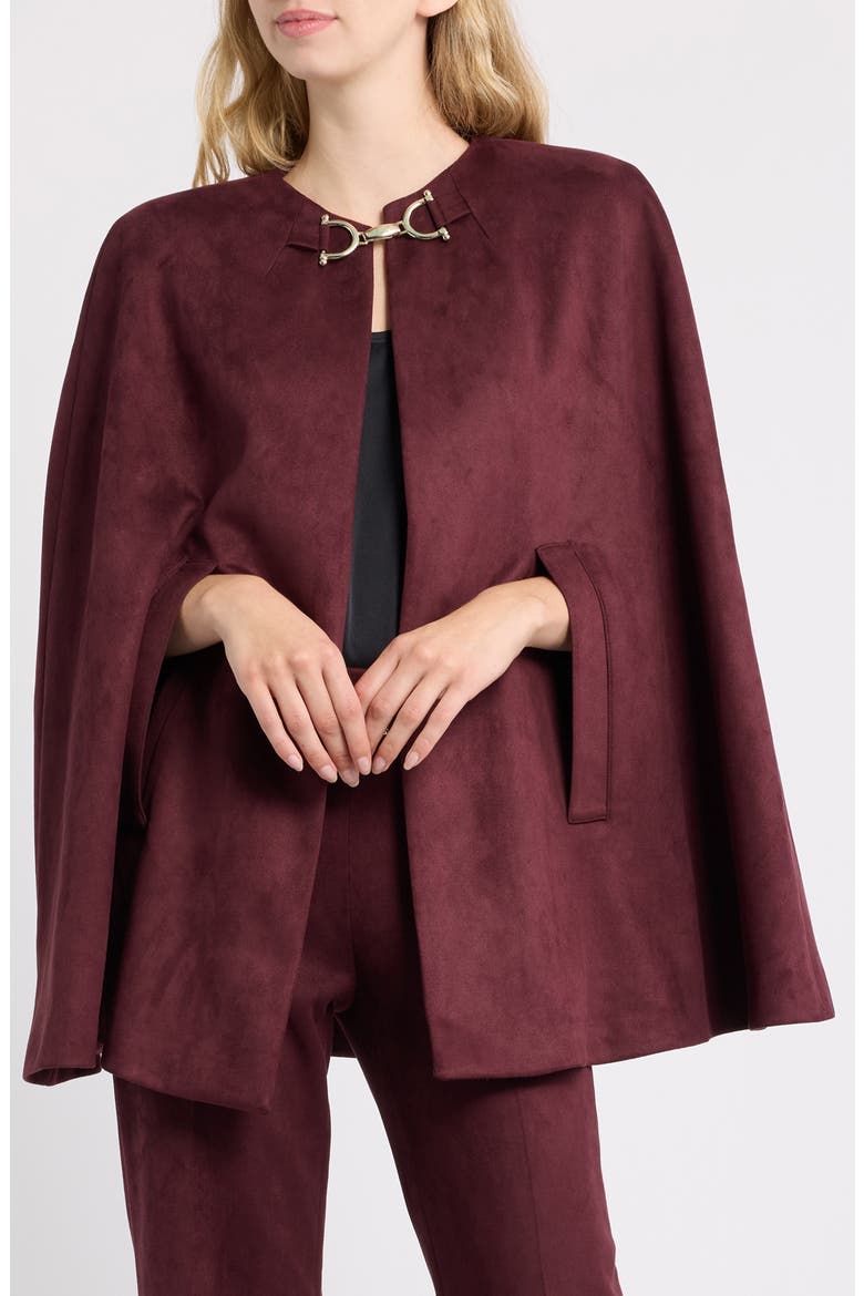 Scuba Faux Suede Cape, Main, color, BAROLO