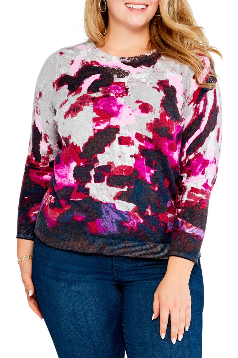 NIC + ZOE Joyous Crewneck Sweater, Main, color, PINK MULTI