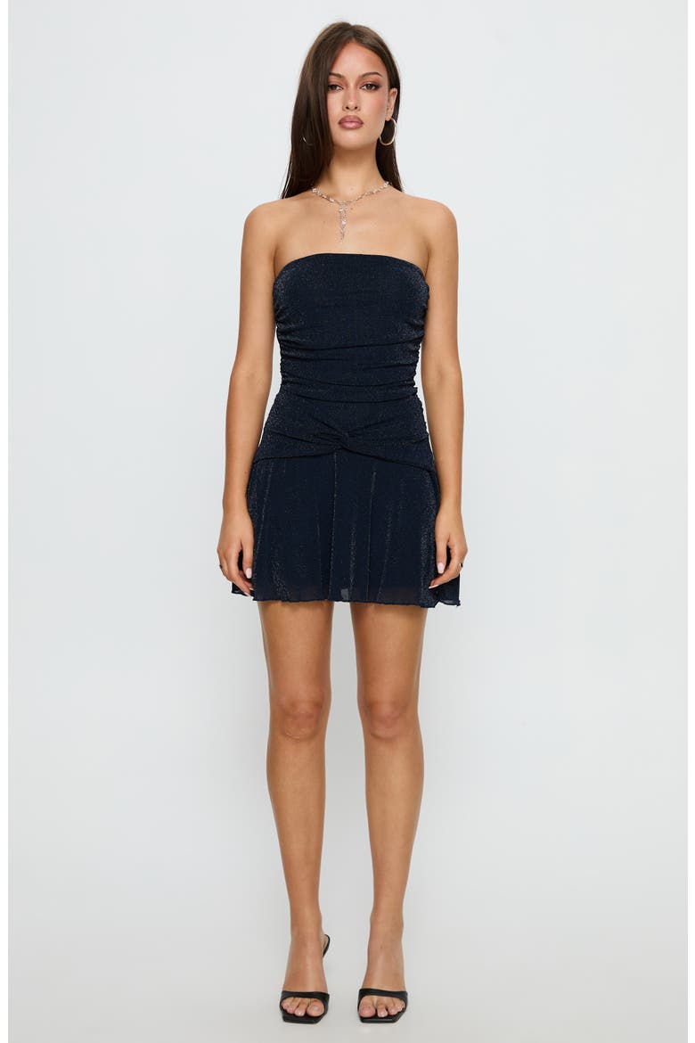 Acasia Metallic Strapless Cocktail Minidress, Alternate, color, NAVY