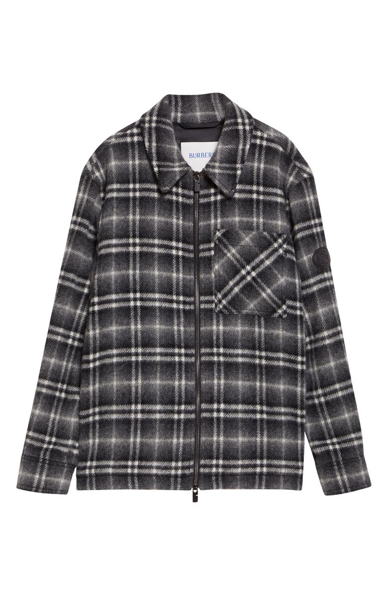 Burberry Oran Plaid Wool Overshirt, Alternate, color, Chess Black/ Bass Grey