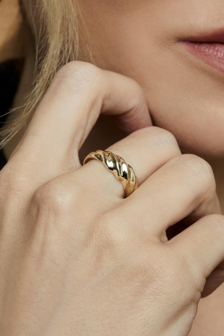 10K Yellow Gold Greek Retro Dome Ring, Alternate, color, Yellow Gold