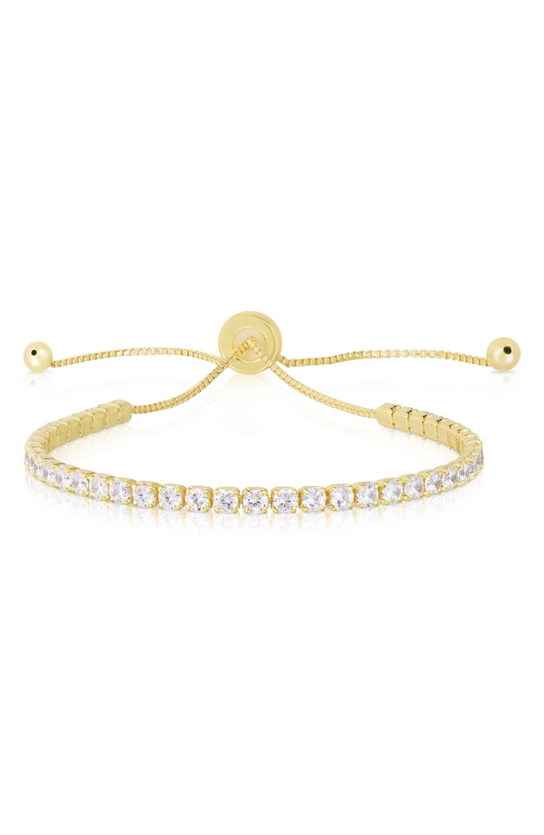 GLAZE JEWELRY Cubic Zirconia Tennis Slider Bracelet, Main, color, Gold