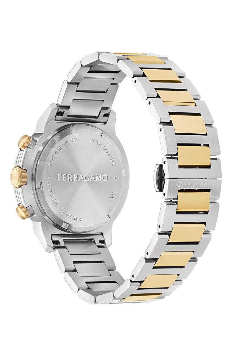 FERRAGAMO Sport Chronograph Bracelet Watch, 44mm, Alternate, color, Two Tone