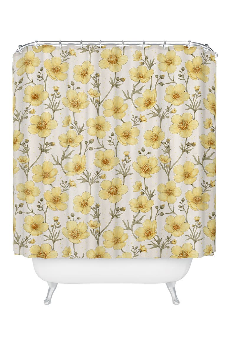 Buttercups in Watercolor Shower Curtain, Main, color, CREAM