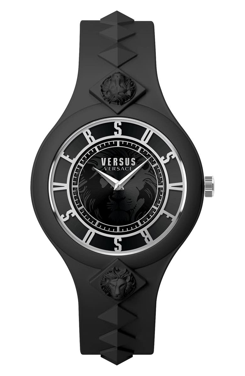 VERSUS Versace Women's Versus Fire Island Silicone Strap Watch, 39mm, Alternate, color, Black