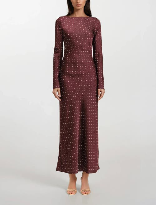 Sisterly Adele Polka-dot Gown In Burgundy