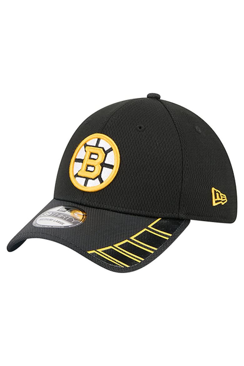 Men's New Era  Black Boston Bruins Visor Hit 39THIRTY Flex Hat, Main, color, Black