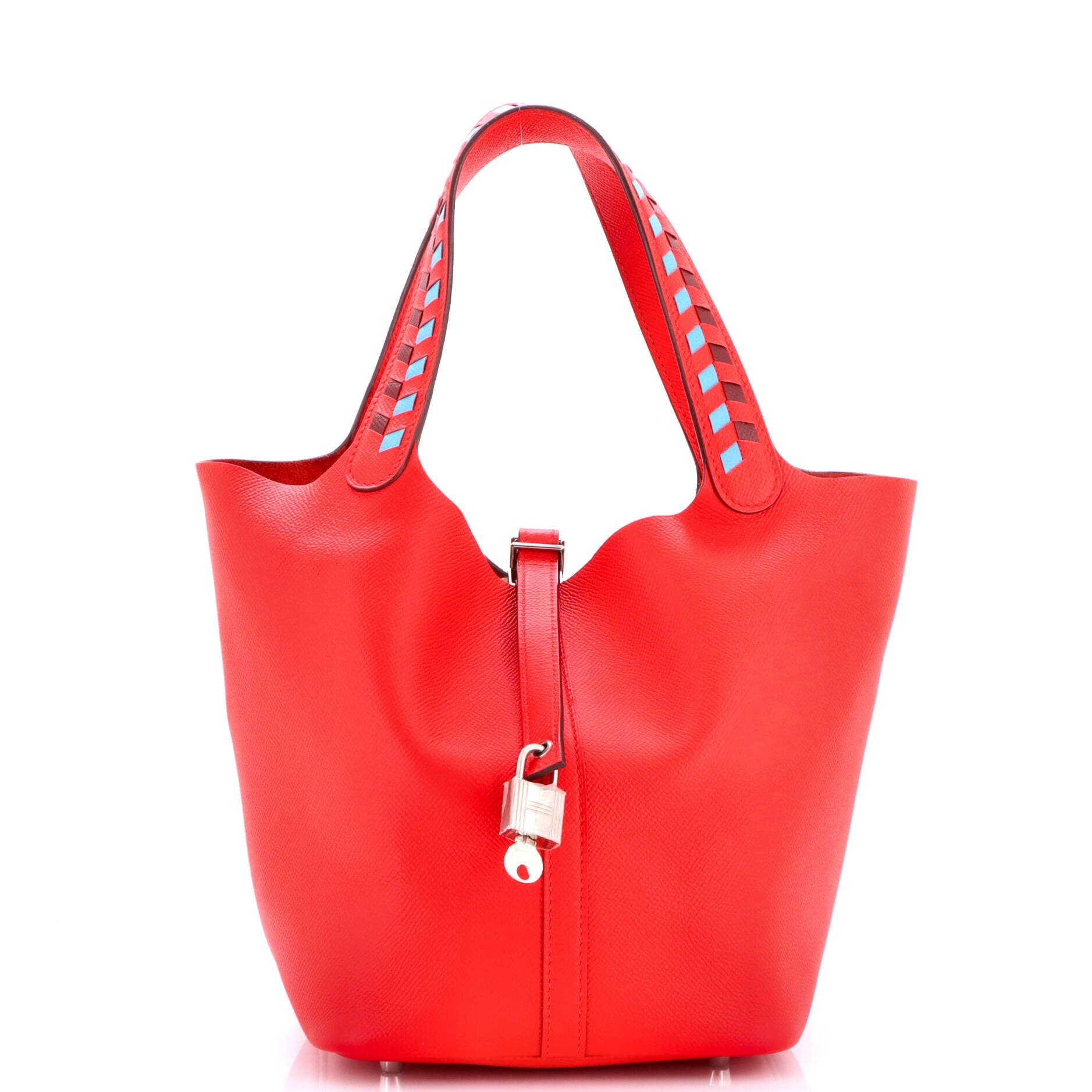 Picotin Lock Bag Tressage Epsom MM, Main, color, Red