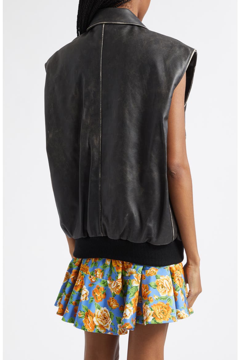 Weathered Leather Vest, Alternate, color, BLACK