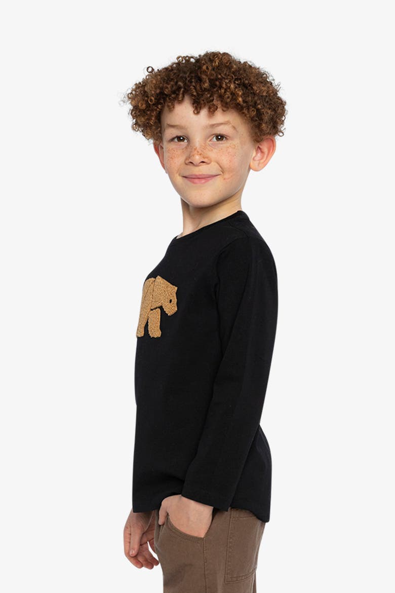 Organic Cotton Jersey Long Sleeve Bear Graphic T-Shirt, Alternate, color, Black and Beige