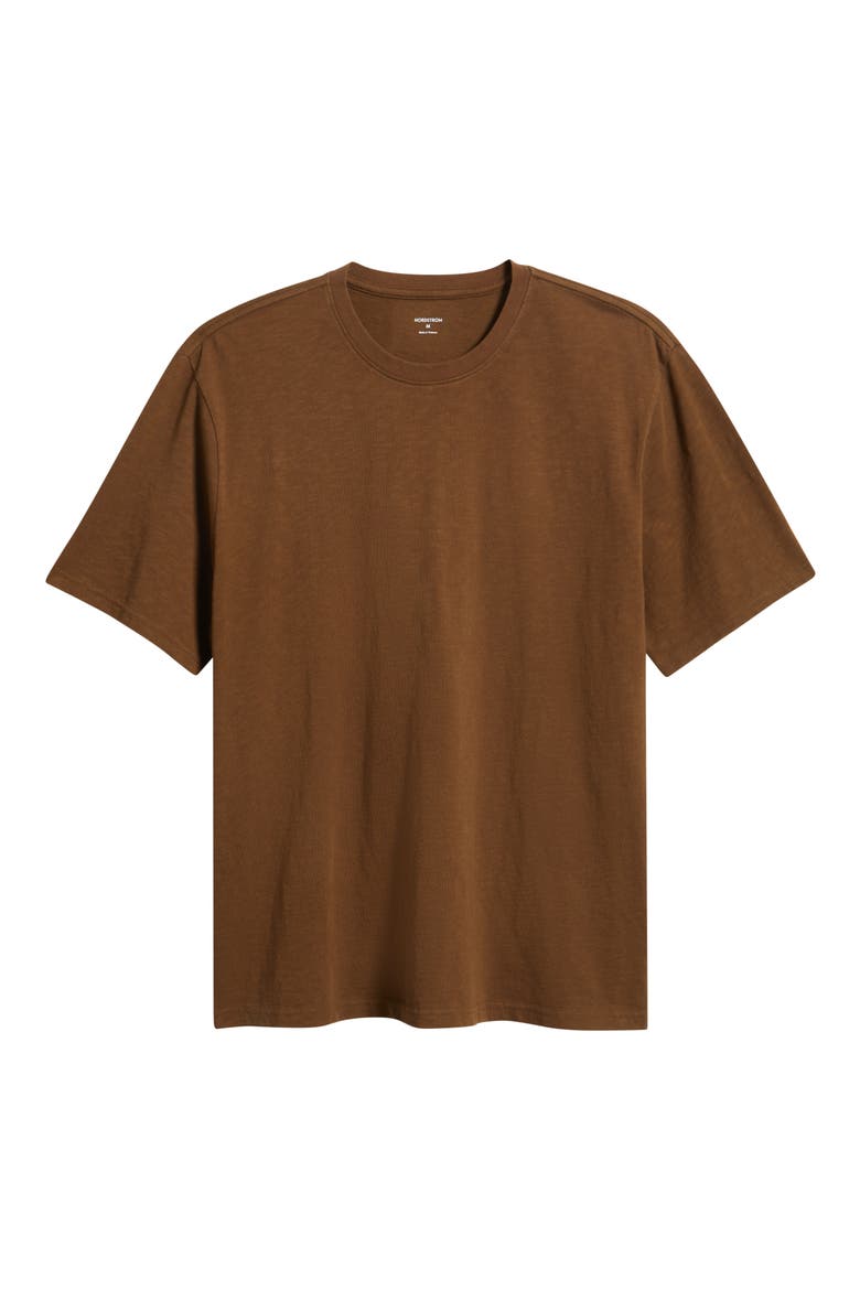 Slub Cotton Crewneck T-Shirt, Alternate, color, BROWN DESERT