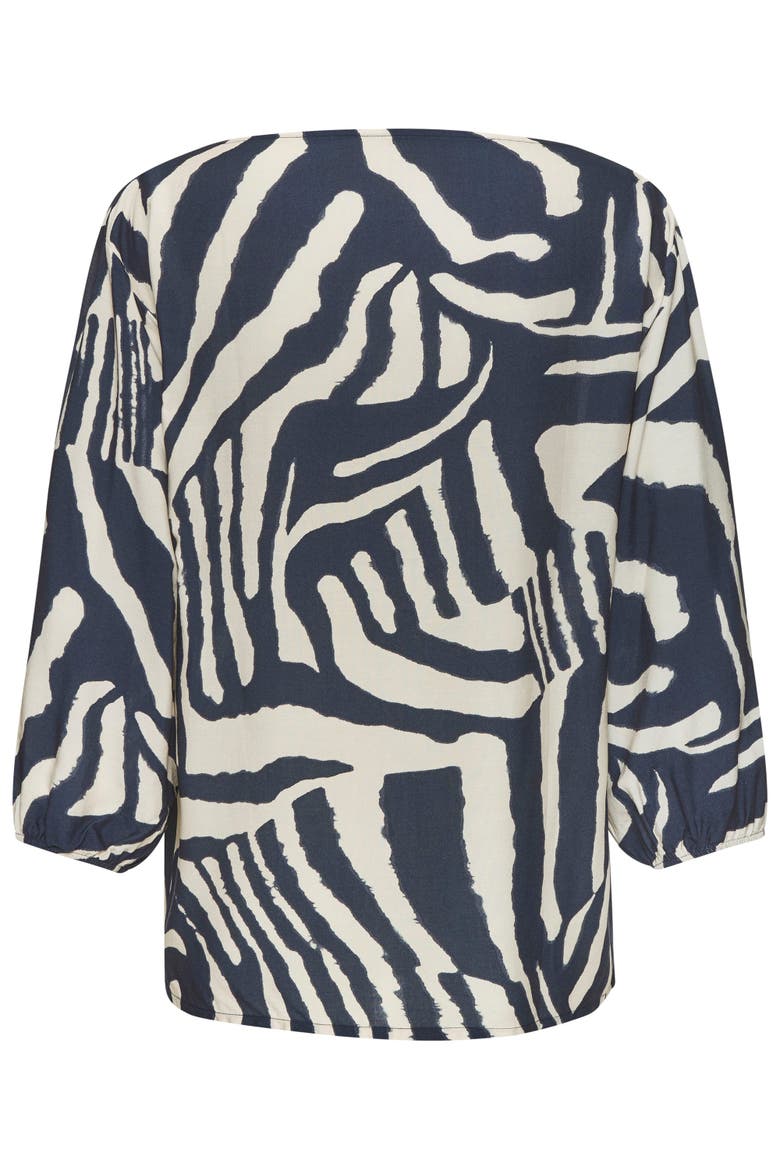 Boat Neck Balloon Sleeve Blouse, Alternate, color, Ivory Navy