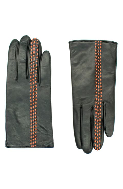 Contrast Stitch Leather Gloves