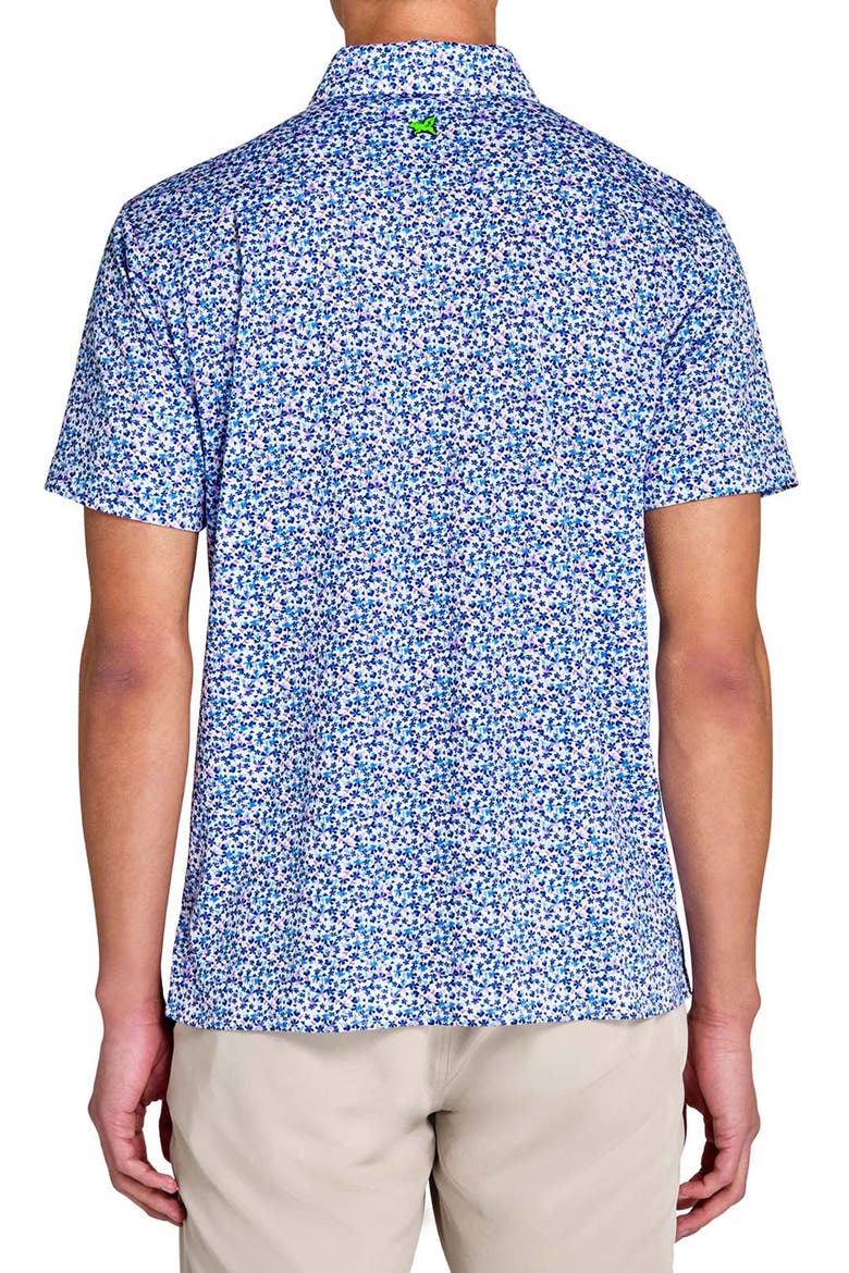 Regular Fit Clustered Floral Recycled Performance Golf Button-Down Shirt, Alternate, color, WHITE/BLUE