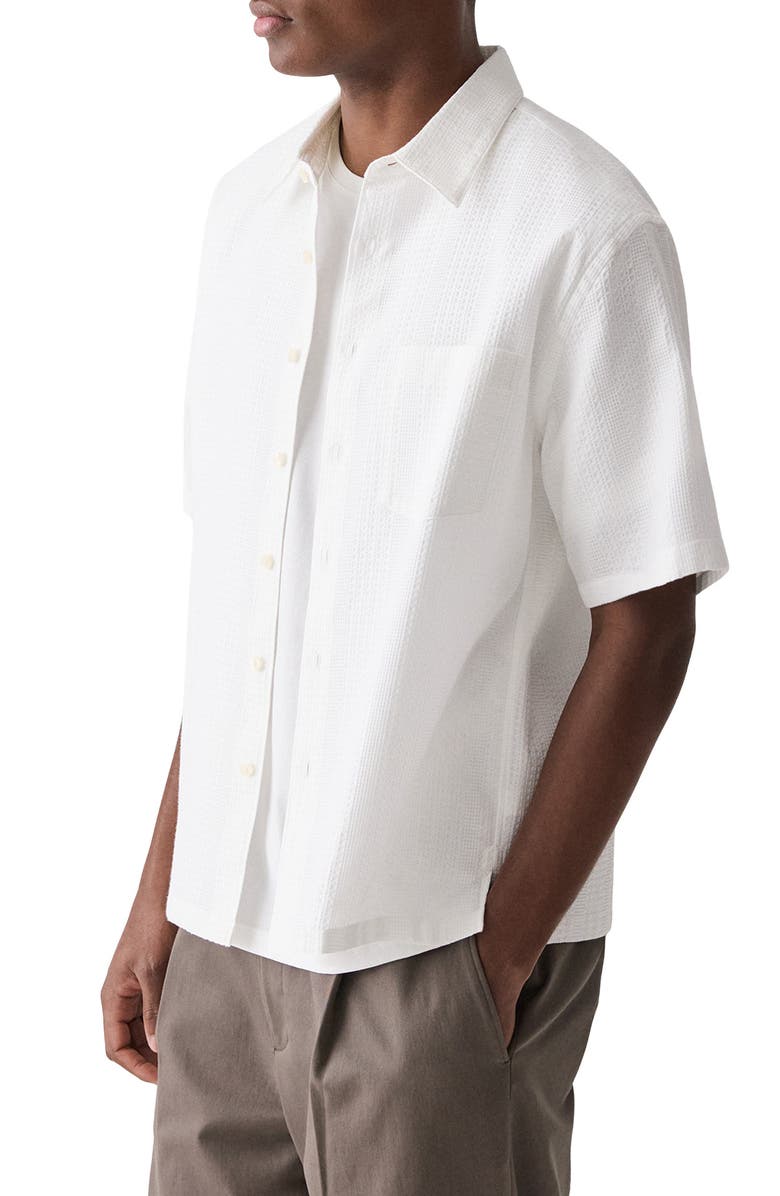 Theory Weekend Short Sleeve Thermal Button-Up Shirt, Alternate, color, White - 100