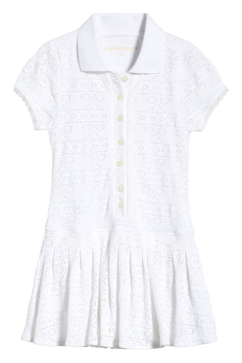 Kids' Courtley Pointelle Polo Dress, Main, color, WHITE