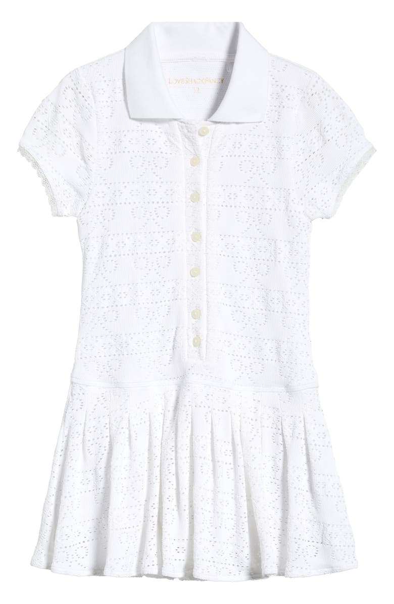 LoveShackFancy Kids' Courtley Pointelle Polo Dress, Main, color, White
