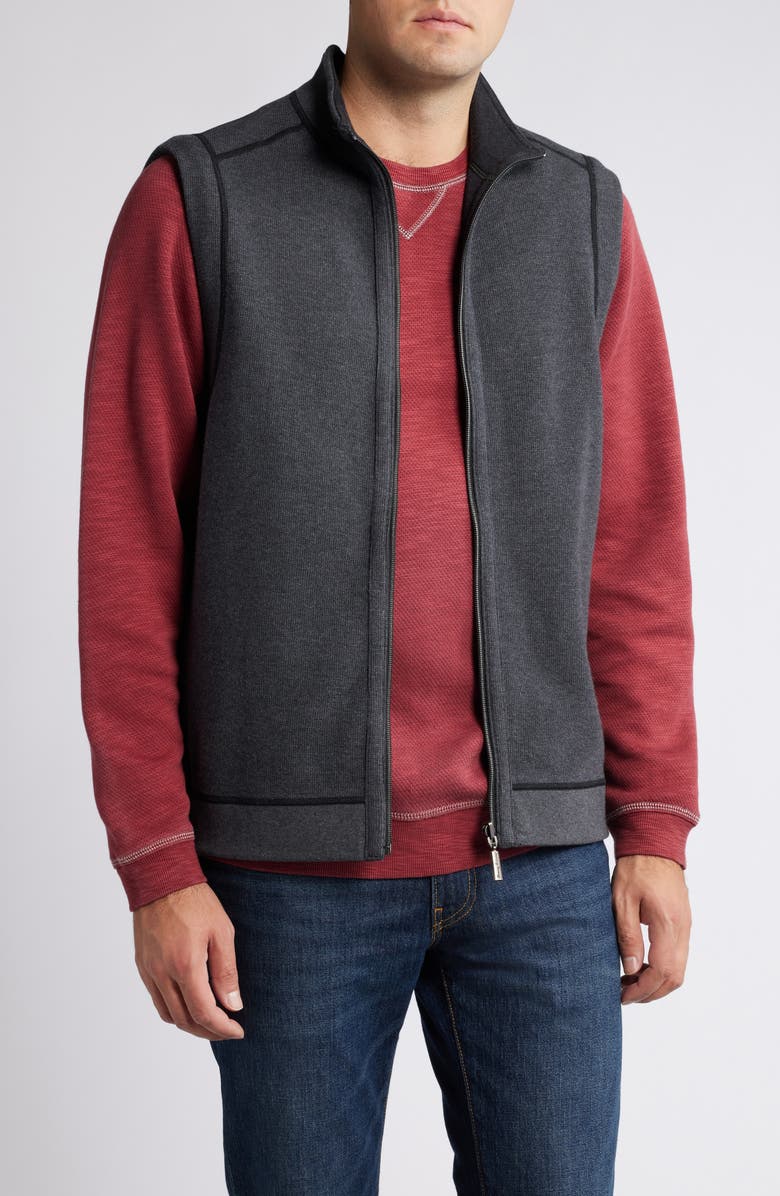 Tommy Bahama Flip Coast Reversible Zip Vest, Alternate, color, Black